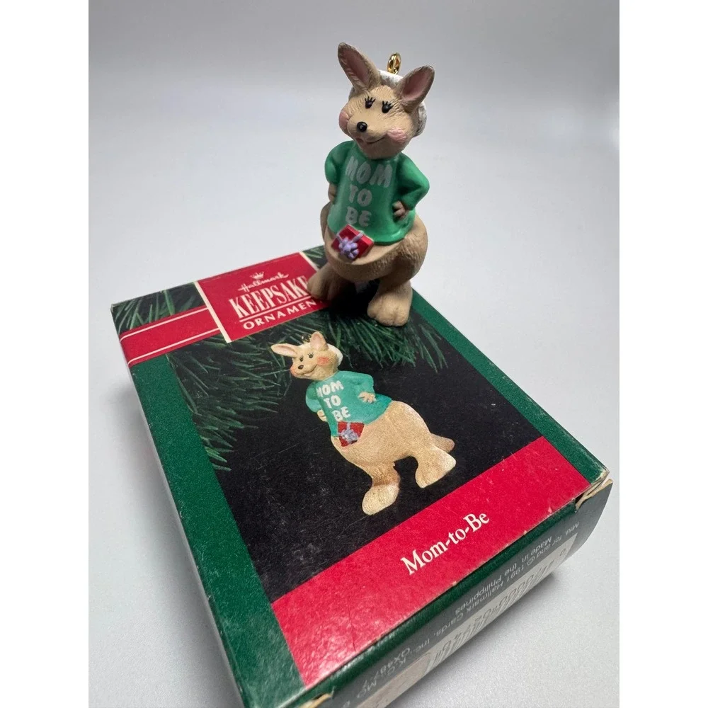 Vintage 1991 Hallmark Keepsake Ornament Mom-to-Be Kangaroo Handcrafted Boxed